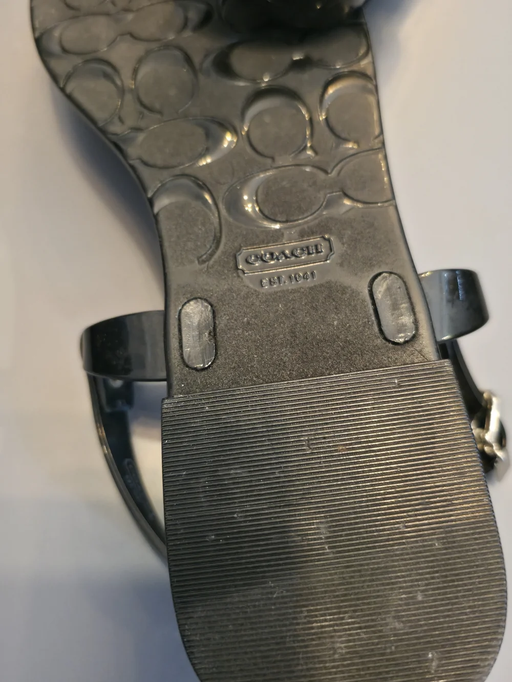 Coach Women's Black Jelly T-Strap Sandals - Picture 6 of 8